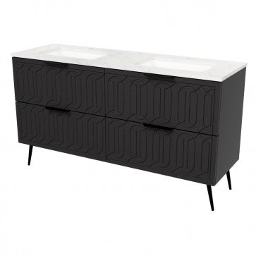 Timberline ELE-V-60-D-SSU-L-OV-CA-3TH Elenora Vanity Carrara Top with Undermount Sink, Cabinet, On legs, OVA Handles