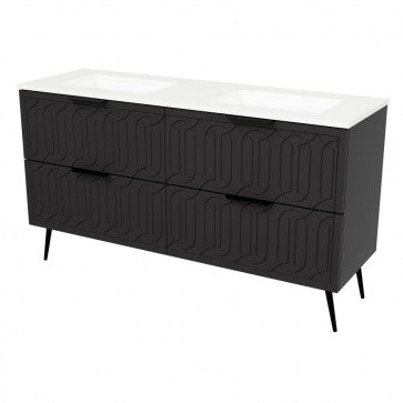 Timberline ELE-V-60-D-SSU-L-OV-AW-3TH Elenora Vanity Arctic White Top with Undermount Sink, Cabinet, On legs, OVA Handles