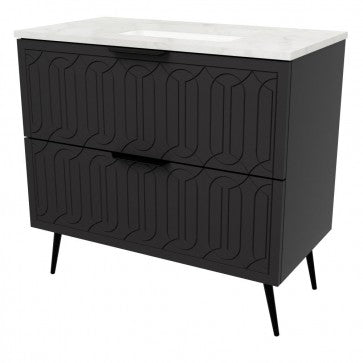 Timberline ELE-V-C-SSU-L-OV-CA-3TH Elenora Vanity Carrara Top with Undermount Sink, Cabinet, On legs, OVA Handles