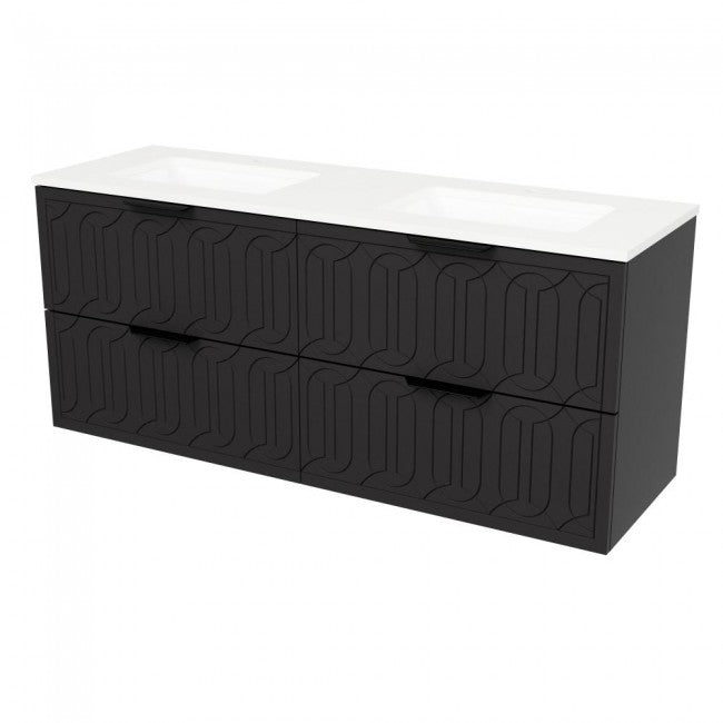 Timberline ELE-V-60-D-SSU-W-OV-AW-3TH Elenora Vanity Arctic White Top with Undermount Sink, Cabinet, Wall Hung, OVA Handles