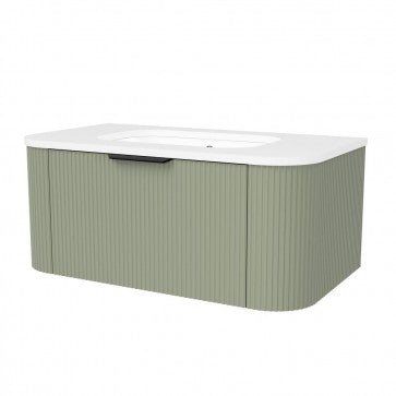 Timberline ADE-V-C-SSU-W-OV-AW-0 Adelaide Vanity Arctic White Top with Undermount Sink, Cabinet, Wall Hung, OVA Handles, 0 Faucet Holes