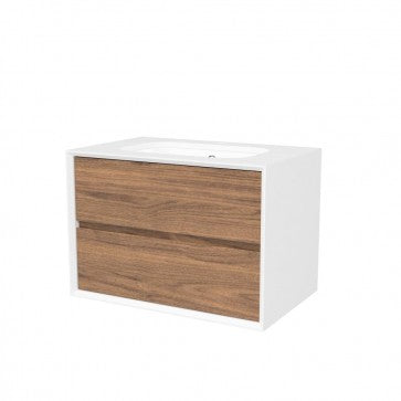 Timberline WHI-V-C-SSU-W-FP-AW-1 Whitehaven Vanity Arctic White Top with Undermount Sink, Cabinet, Wall Hung, Finger Pull, 1 Faucet Holes