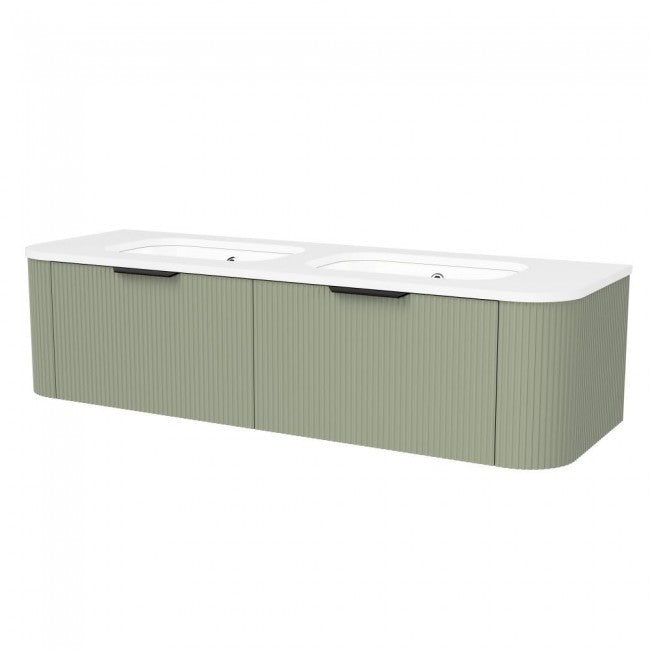 Timberline ADE-V-60-D-SSU-W-OV-AW-0 Adelaide Vanity Arctic White Top with Undermount Sink, Cabinet, Wall Hung, OVA Handles, 0 Faucet Holes