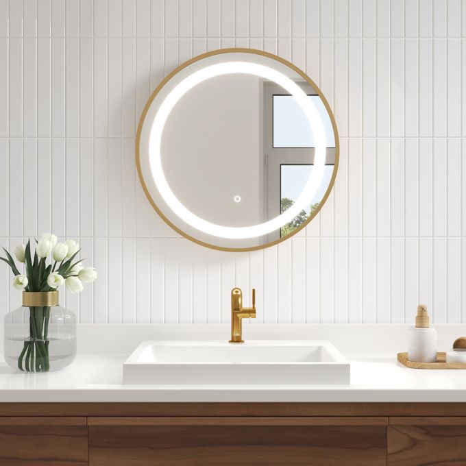 EFFECT LED-illuminated bathroom mirror - 24” x 24” - Brushed gold