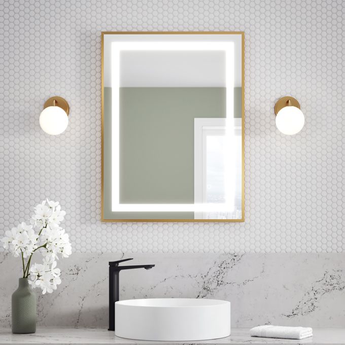 EFFECT LED-illuminated bathroom mirror - 24” x 32” - Brushed gold