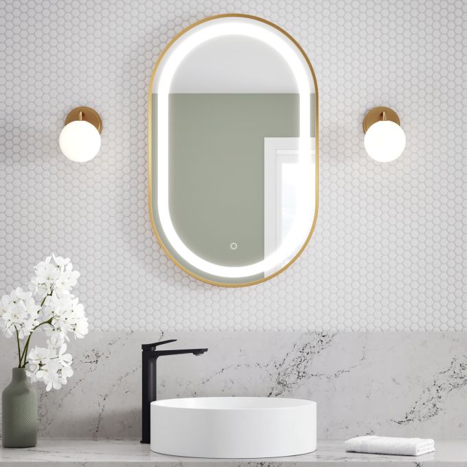 EFFECT LED-illuminated bathroom mirror - 20” x 32” - Brushed gold