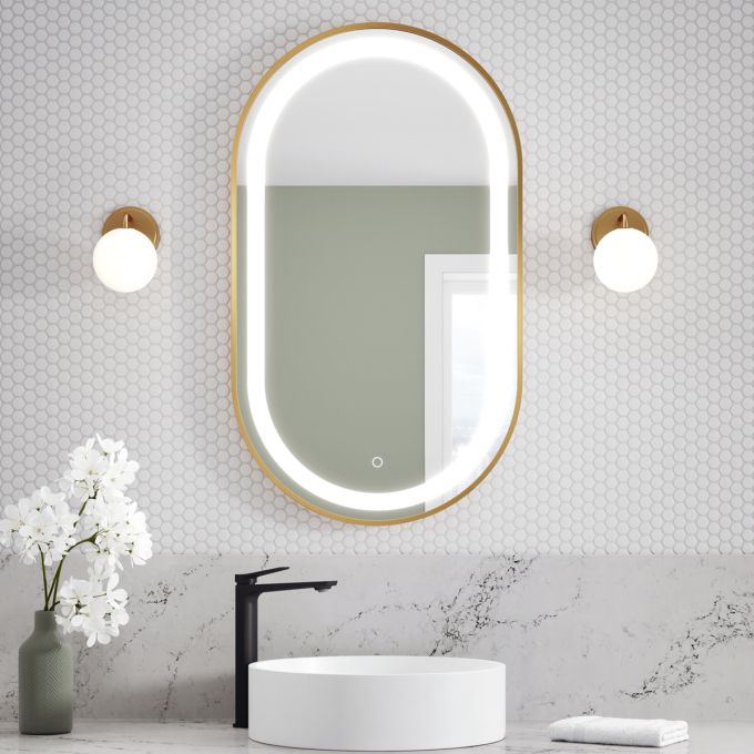 EFFECT LED-illuminated bathroom mirror - 22” x 38” - Brushed gold