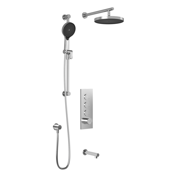 Plus - RoundOne TB3 Shower system with push-buttons valve - Wall arm