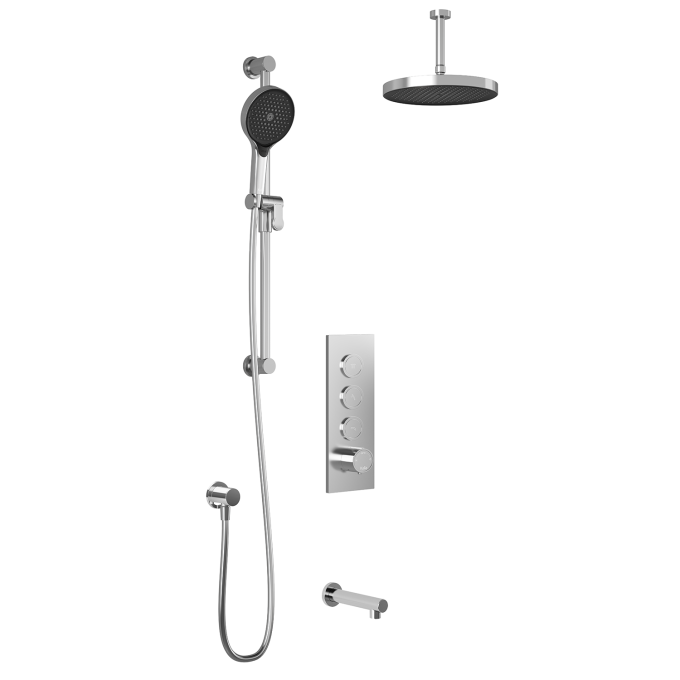 lus - RoundOne TB3 Shower system with push-buttons valve - Vertical arm