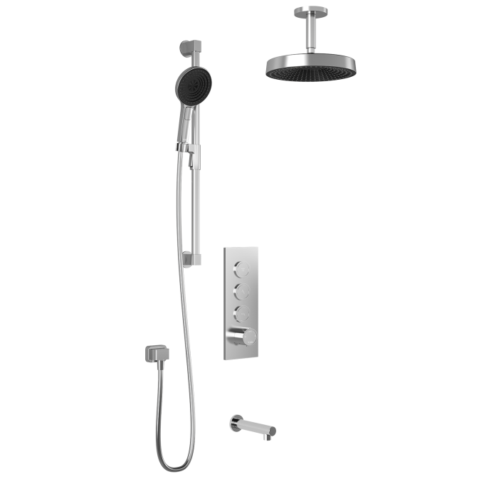 Premia - RoundOne TB3 Shower system with push-buttons valve - Vertical arm