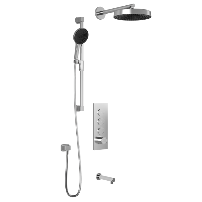 Premia - RoundOne TB3 Shower system with push-buttons (without valve) - Wall arm