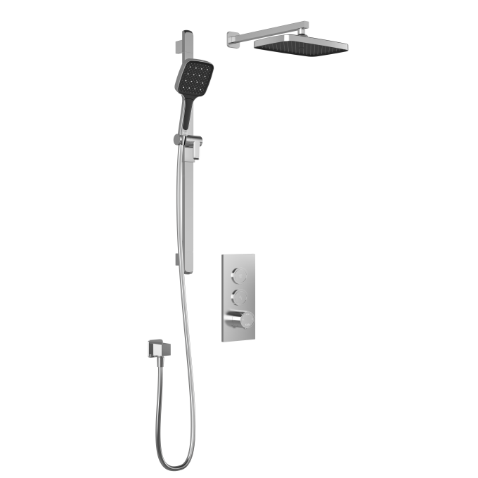 Plus - SquareOne TB2 Shower system with push-buttons valve - Wall arm