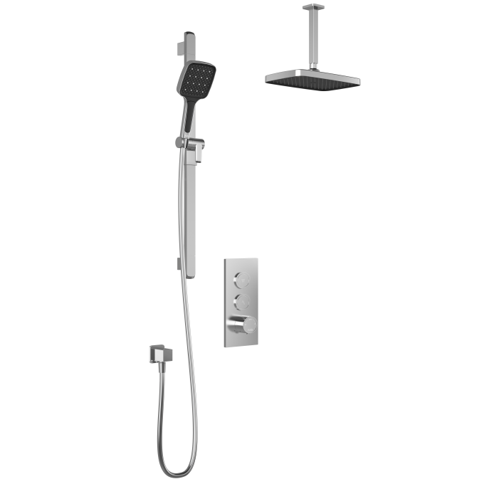 Plus - SquareOne TB2 Shower system with push-buttons valve - Wall arm