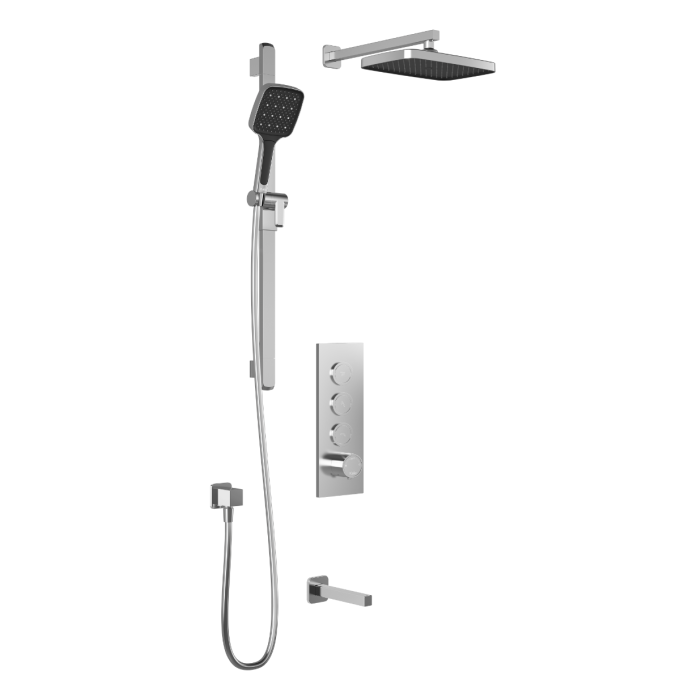 Plus - SquareOne TB3 Shower system with push-buttons valve - Wall arm