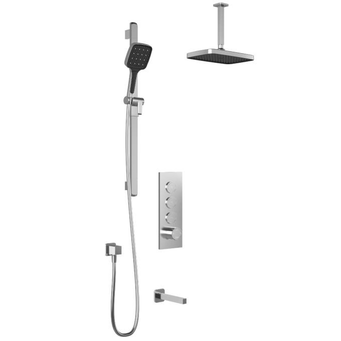 Plus - SquareOne TB3 Shower system with push-buttons valve - Vertical arm