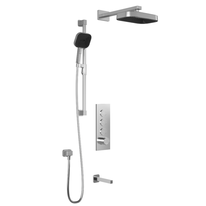 Premia - SquareOne TB3 Shower system with push-buttons valve - Wall arm