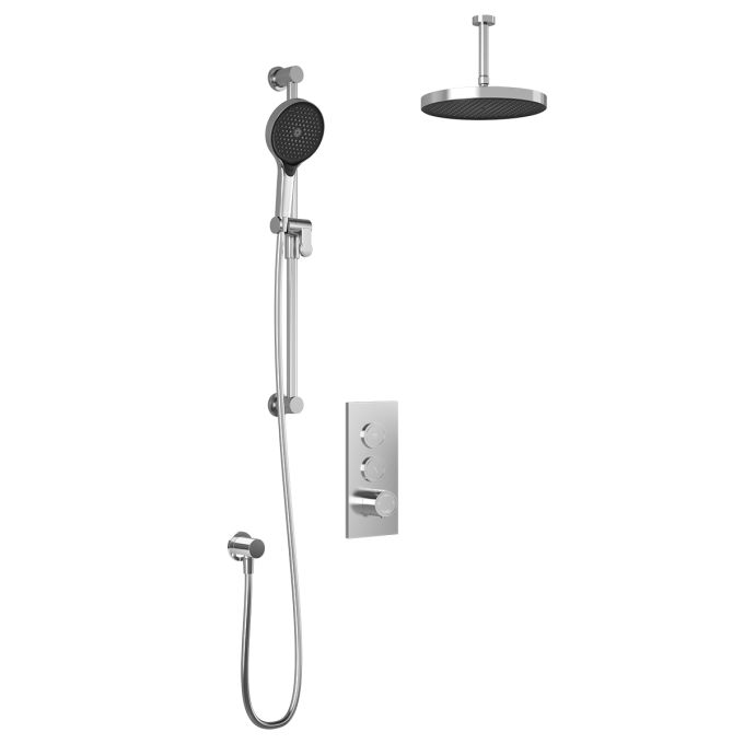 Plus - Moroka TB2 Shower system with push-buttons valve - Vertical arm