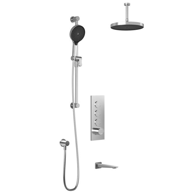 Plus - Moroka TB3 Shower system with push-buttons valve - Vertical arm