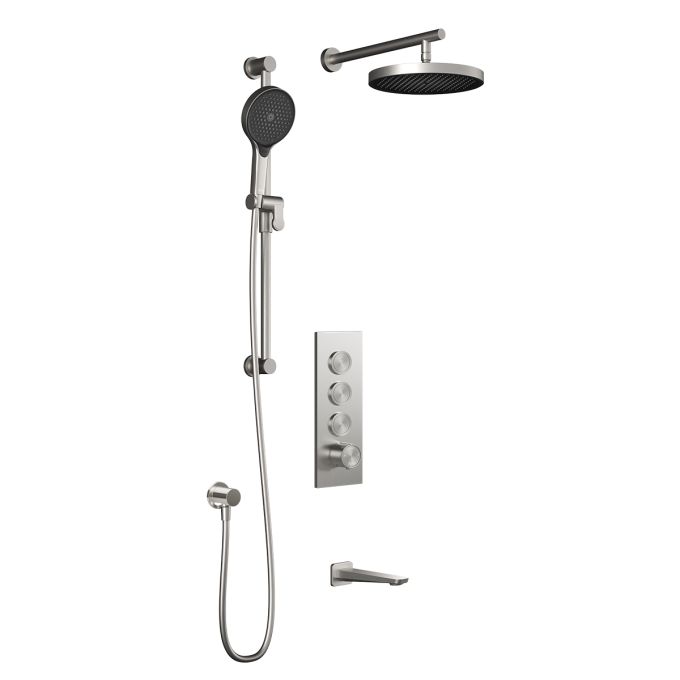 Plus - Moroka TB3 Shower system with push-buttons valve - Wall arm