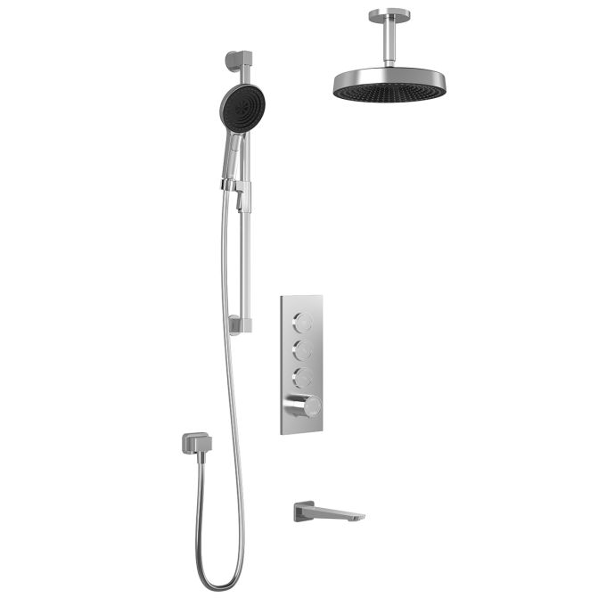 Premia - Moroka TB3 Shower system with push-buttons (without valve) - Vertical arm