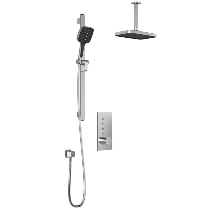 Plus - Kareo TB2 Shower system with push-buttons (without valve) - Vertical arm