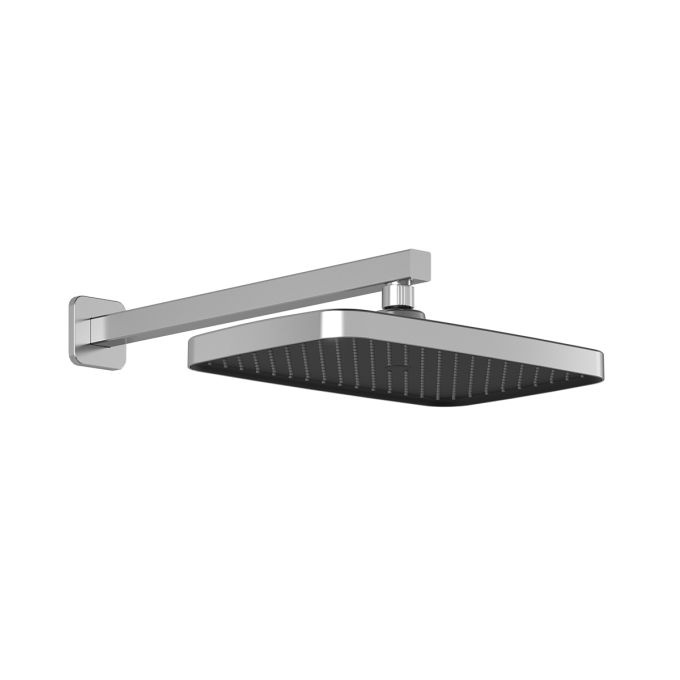 Kareo - Plus 325mm x 200mm (12 ¾'' x 7 ⅞'') square rainhead and 90° wall arm