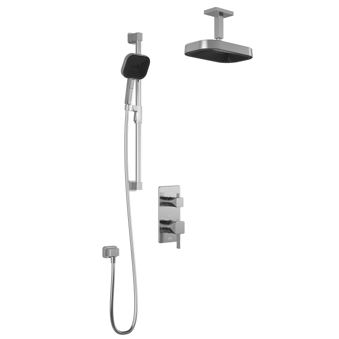 PREMIA - SQUAREONE TD2 SHOWER SYSTEM (WITHOUT VALVE) - VERTICAL ARM - PURE NICKEL
