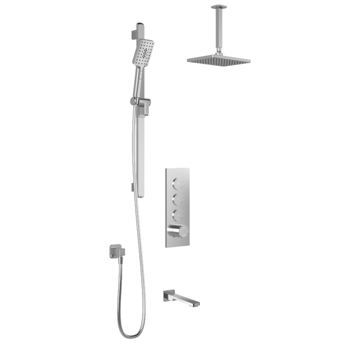 KAREO TB3 SHOWER SYSTEM WITH PUSH-BUTTONS VALVE (WITHOUT VALVE) - VERTICAL ARM - PURE NICKEL BF2102-125-001