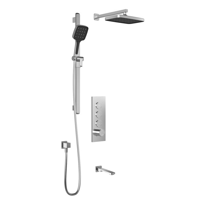 PLUS - KAREO TB3 SHOWER SYSTEM WITH PUSH-BUTTONS VALVE - WALL ARM - PURE NICKEL