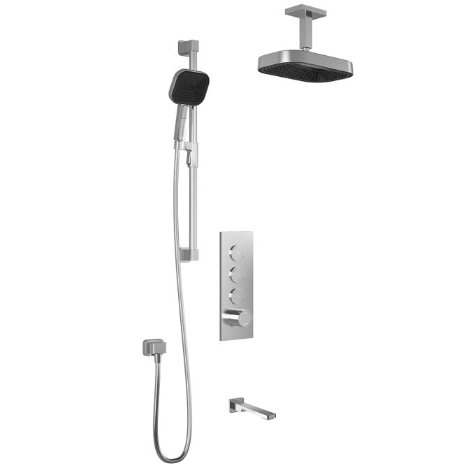 Premia - Kareo TB3 Shower system with push-buttons valve - Vertical arm - Chrome