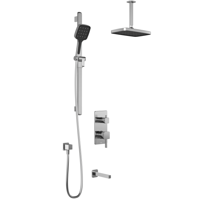 PLUS - SQUAREONE TD3 SHOWER SYSTEM (WITHOUT VALVE) - VERTICAL ARM - PURE NICKEL
