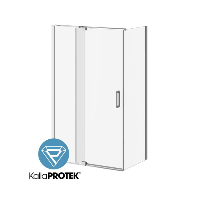 DISTINK 48” x 77” pivot shower door with 32” return panel - KP protective film