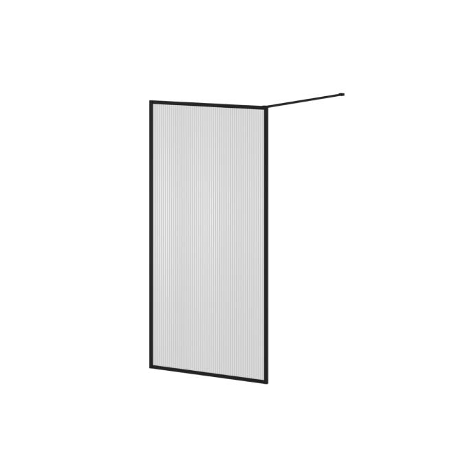 DUNE Framed Bath Shield Matte Black Fluted Glass