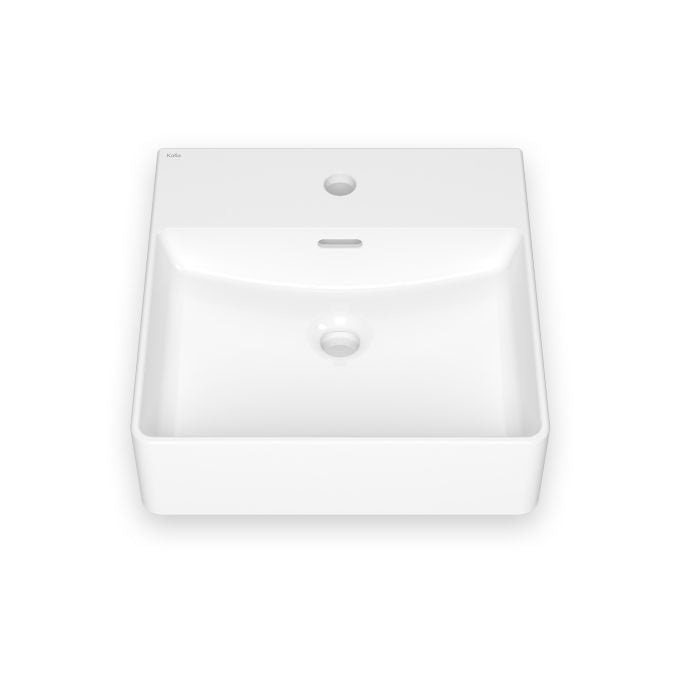Urba - Square Washbasin with tap deck - White gloss vitreous porcelain