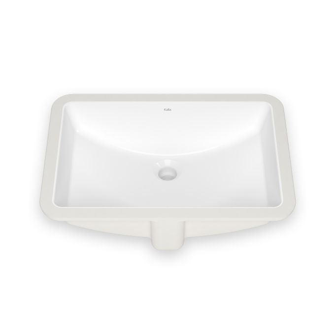 Ceska - Rectangular washbasin with curved bowl design - White gloss vitreous porcelain