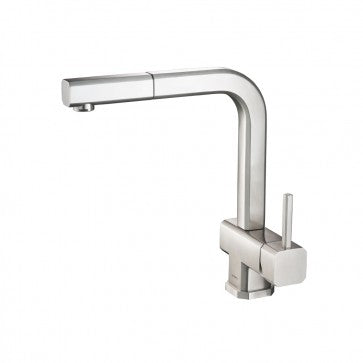 Flusso Kitchen & Bath K.1300 Kitchen Cito - Dual Spray Polished Steel Kitchen Faucet With Pull Out