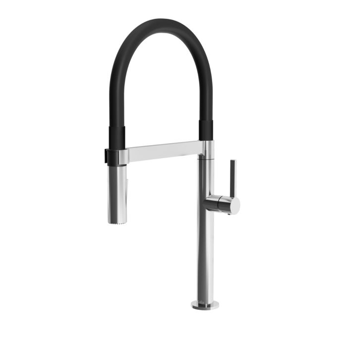 EXKI Single handle kitchen faucet with black PVC spout and magnetic spray head
